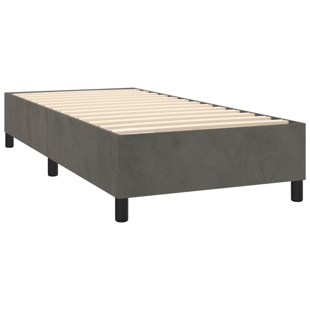 Box Spring Bed Frame Dark Grey King Single Velvet