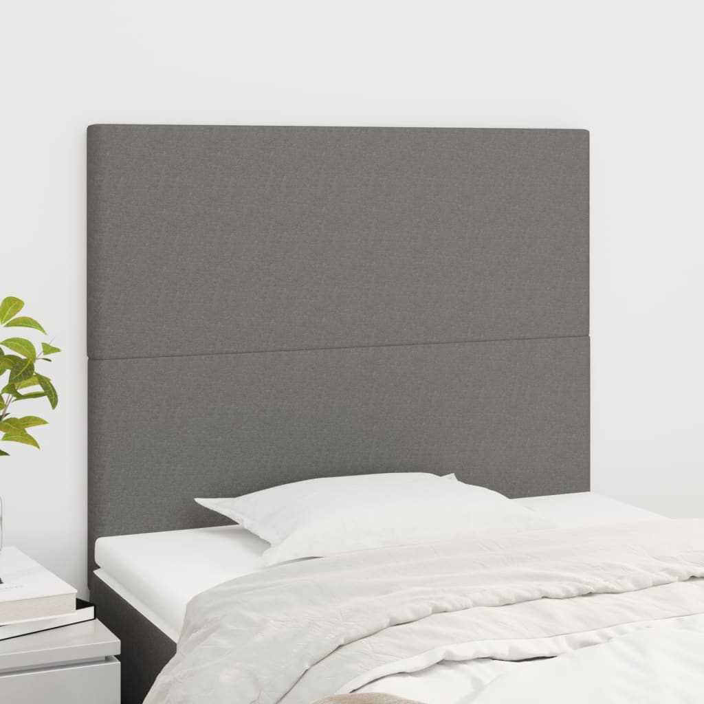Headboard Dark Grey 80x5x118/128 cm Fabric