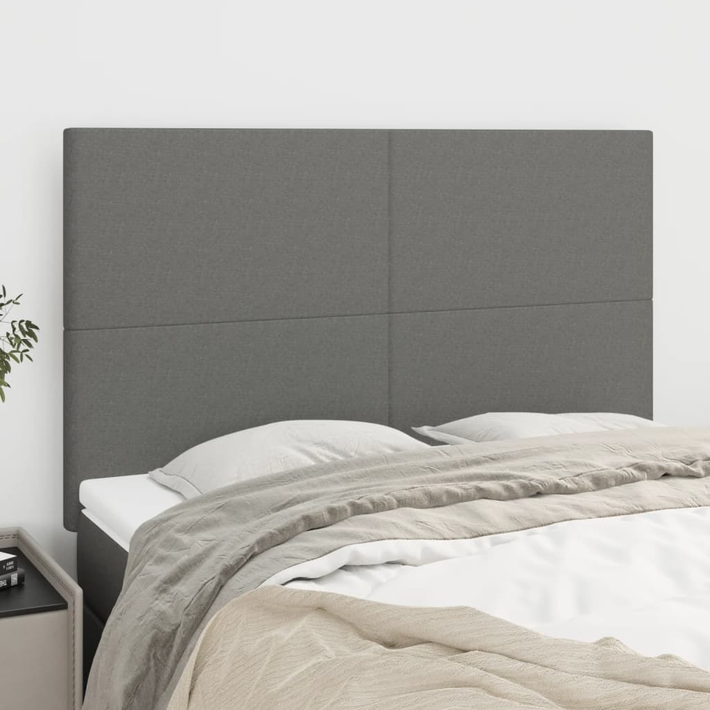 Headboard Dark Grey 144x5x118/128 cm Fabric