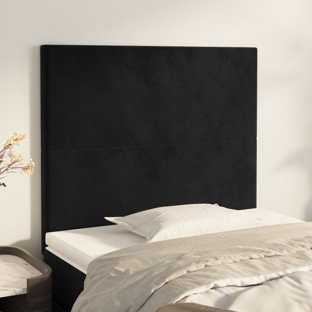 Headboard Black 100x5x118/128 cm Velvet