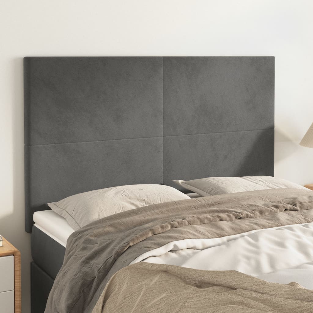 Headboard Dark Grey 144x5x118/128 cm Velvet