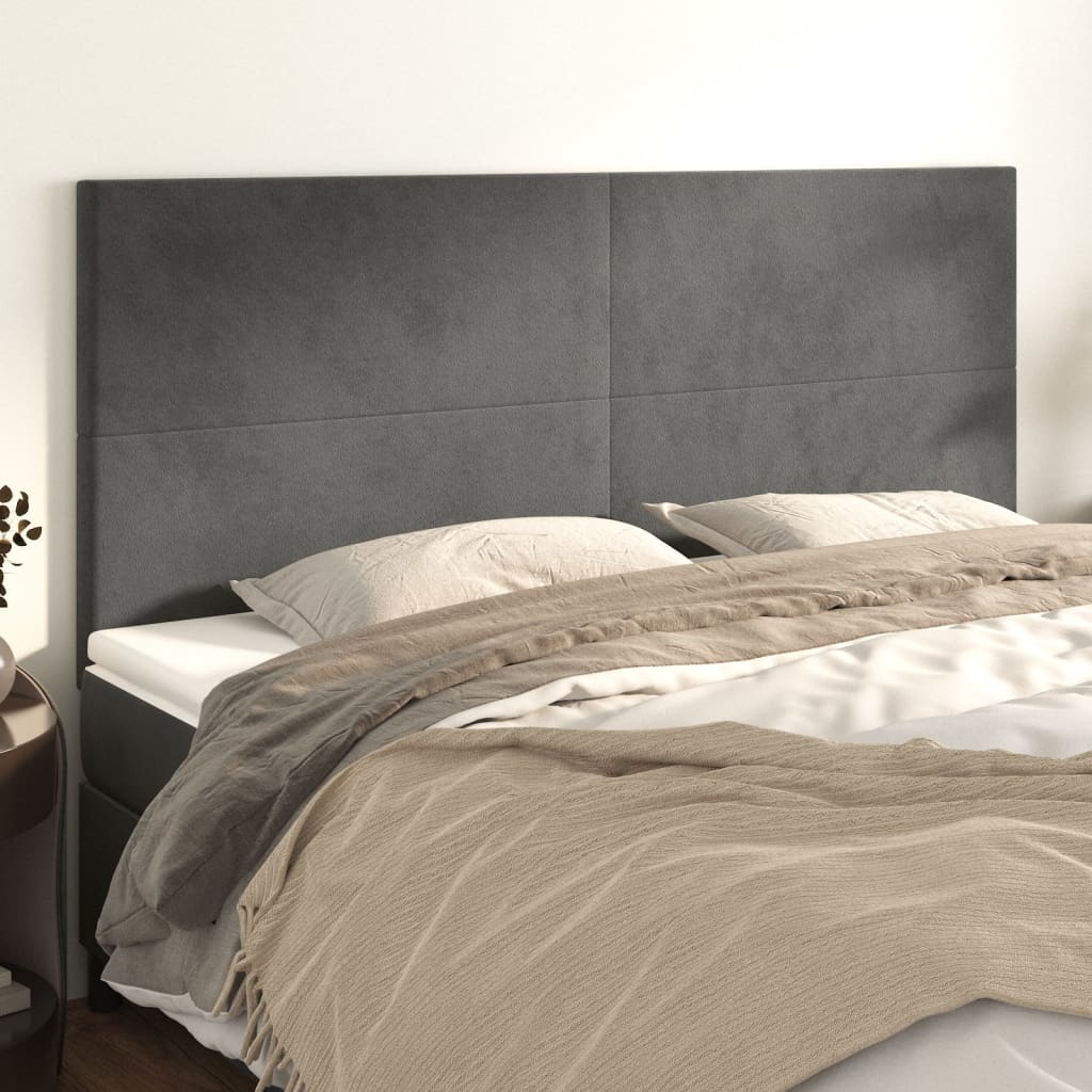 Headboard Dark Grey 200x5x118/128 cm Velvet