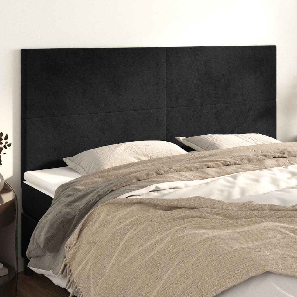 Headboard Black 200x5x118/128 cm Velvet