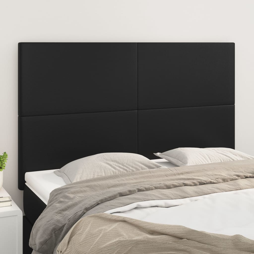 Headboard Black 144x5x118/128 cm Faux Leather