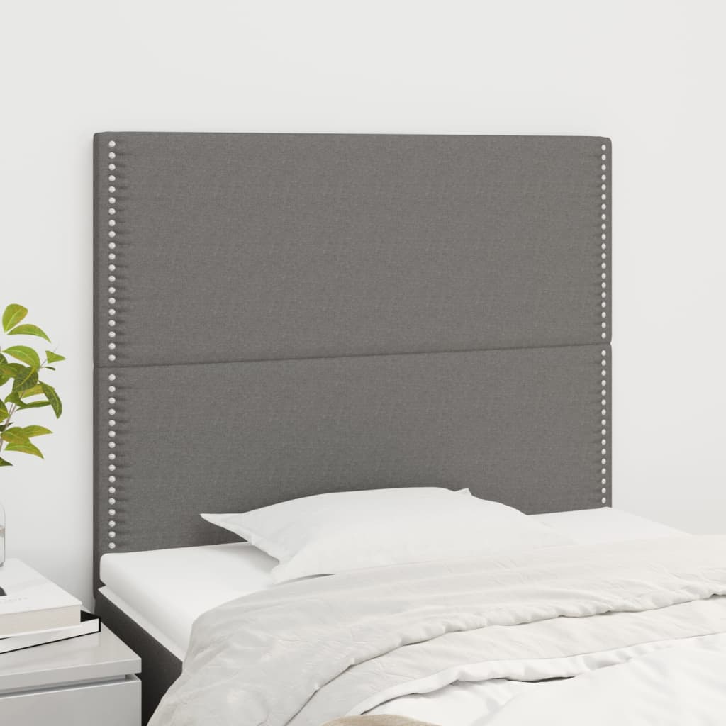 Headboard Dark Grey 80x5x118/128 cm Fabric