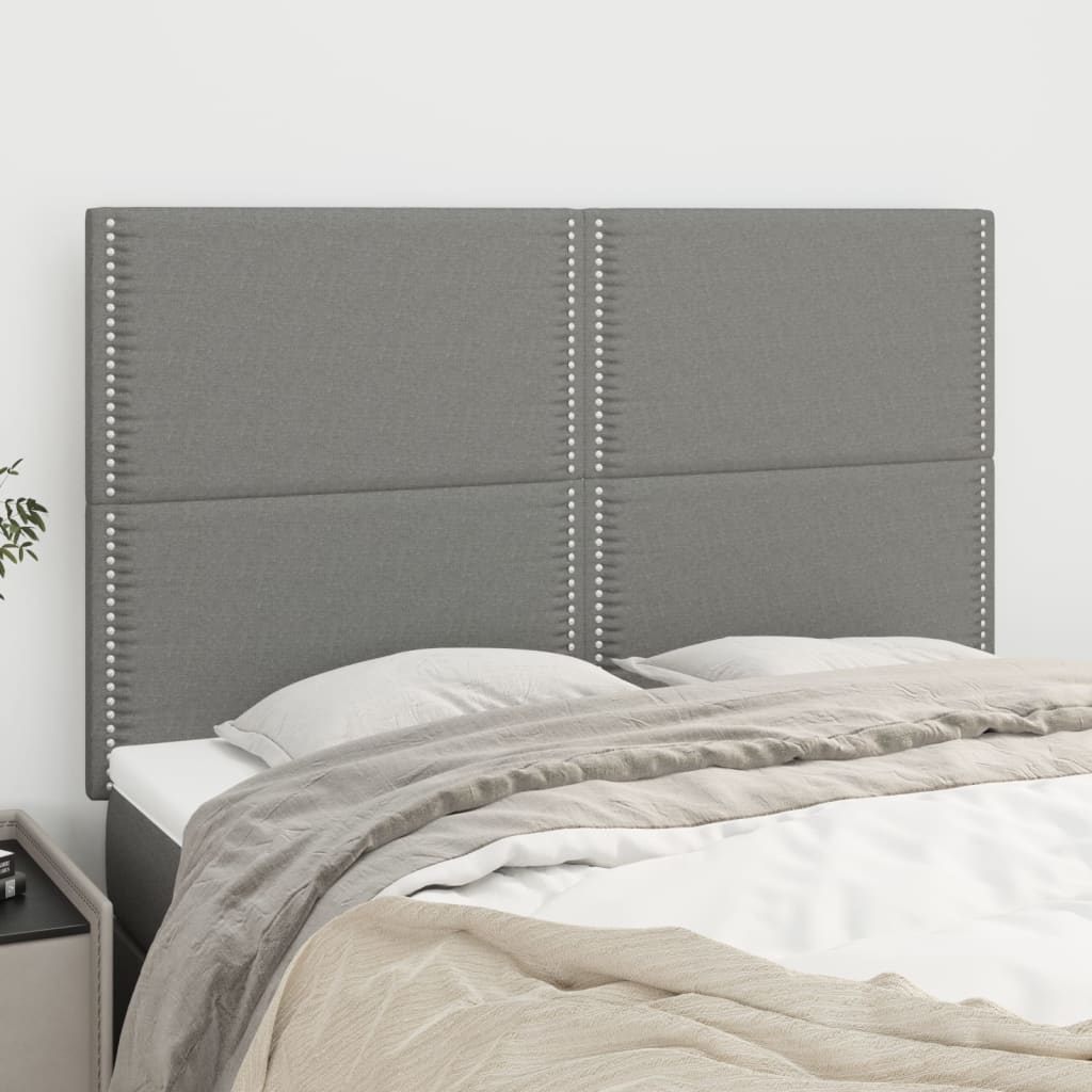 Headboard Dark Grey 144x5x118/128 cm Fabric