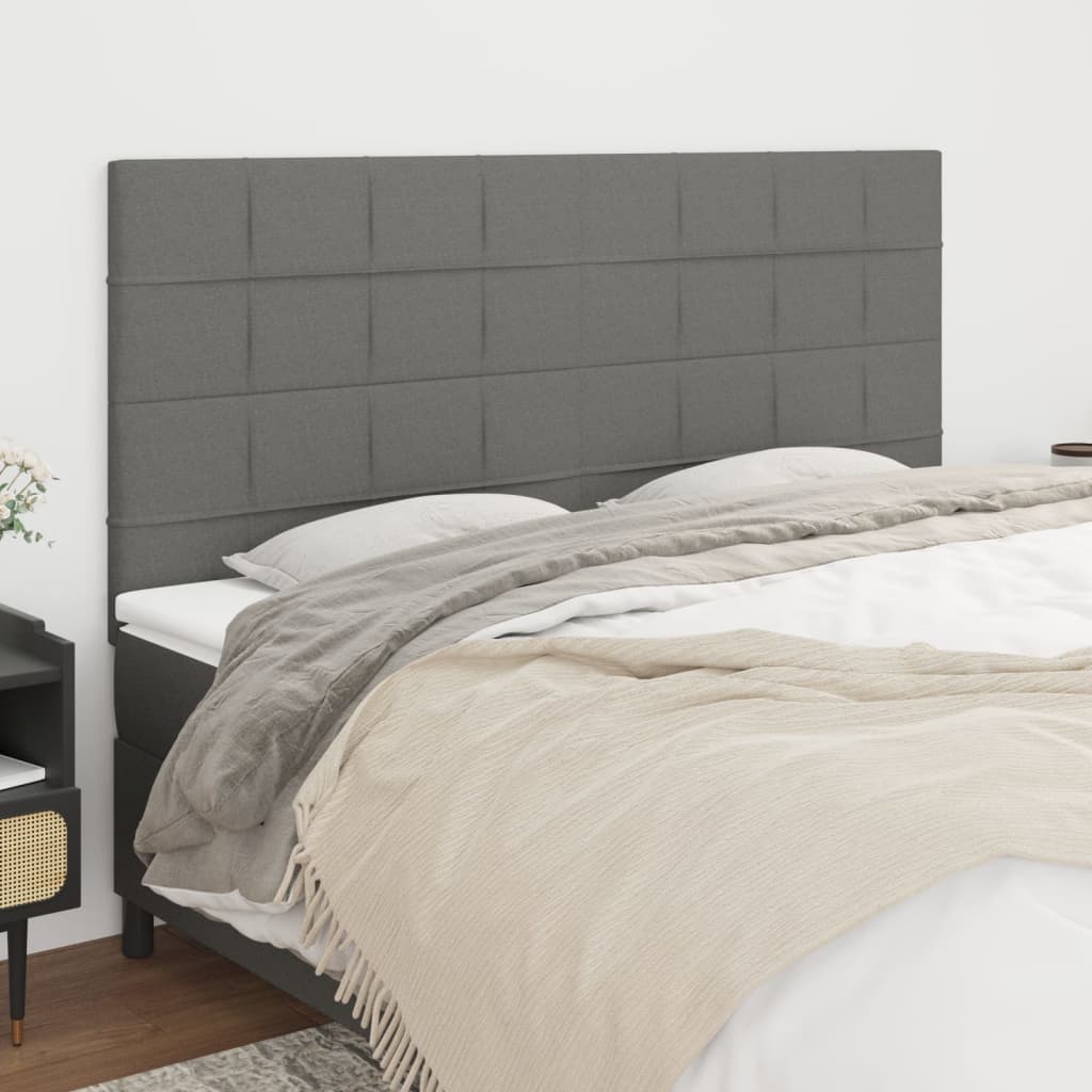 Headboard Dark Grey 200x5x118/128 cm Fabric