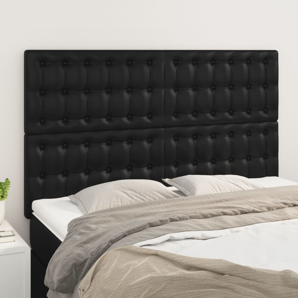 Headboard Black 144x5x118/128 cm Faux Leather