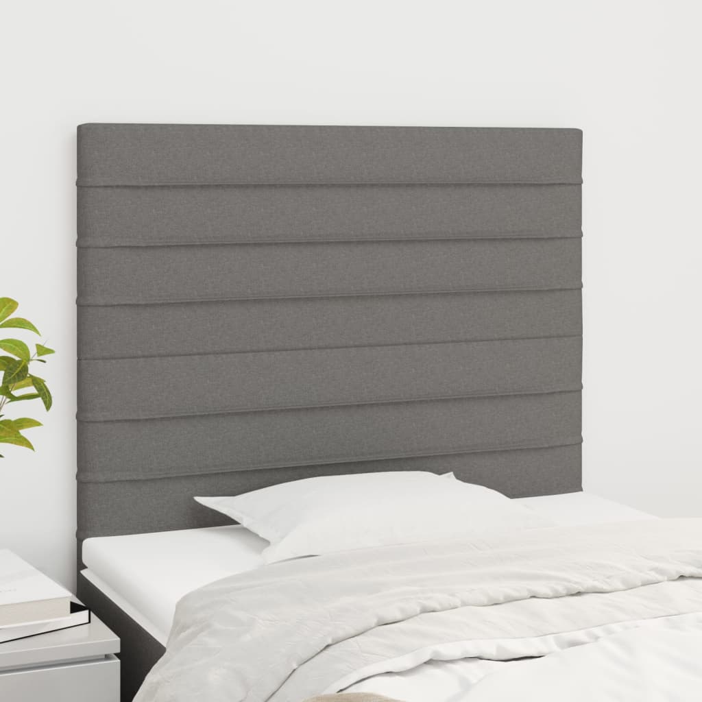 Headboard Dark Grey 80x5x118/128 cm Fabric