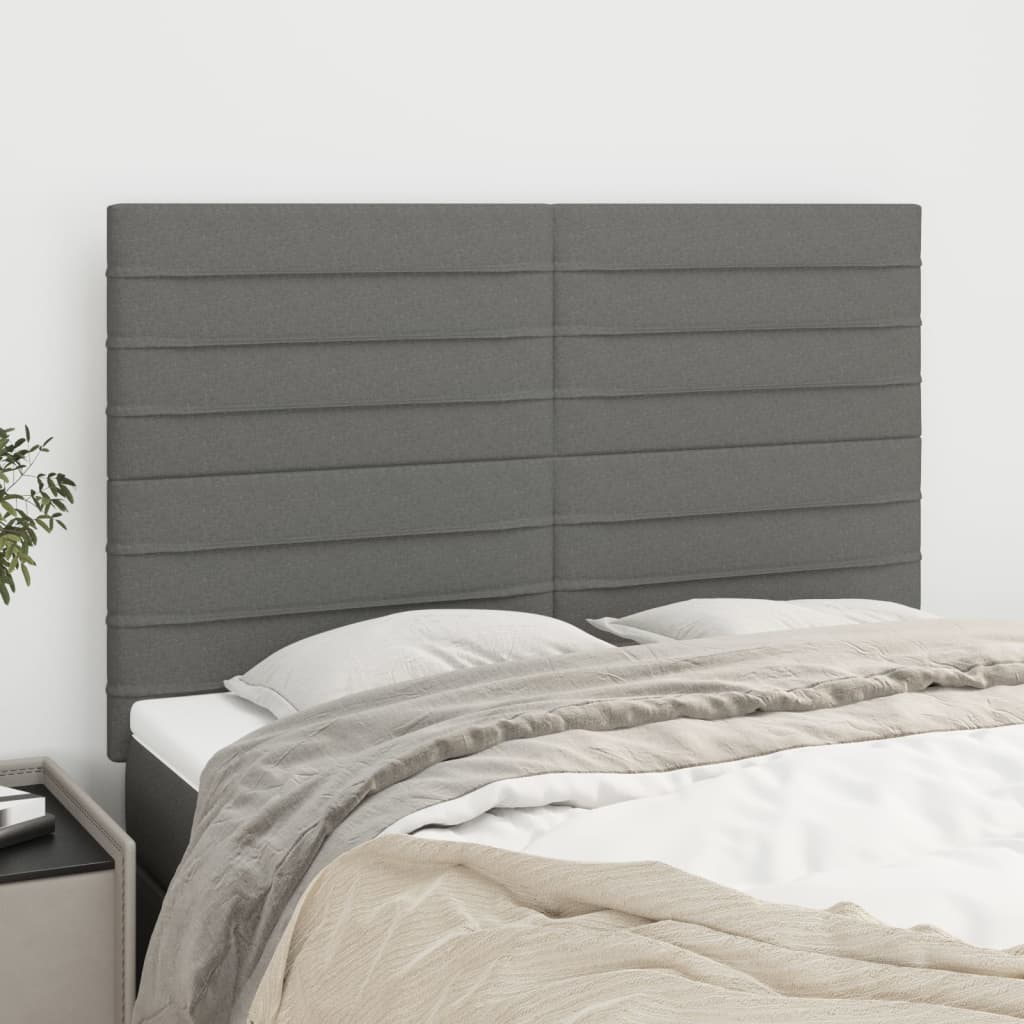 Headboard Dark Grey 144x5x118/128 cm Fabric