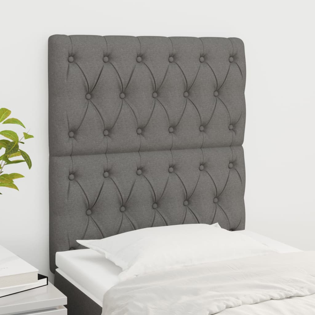 Headboard Dark Grey 80x7x118/128 cm Fabric