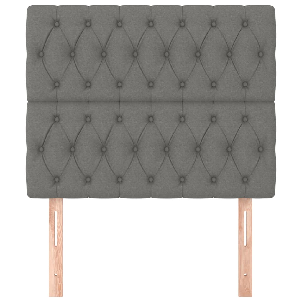 Headboard Dark Grey 100x7x118/128 cm Fabric