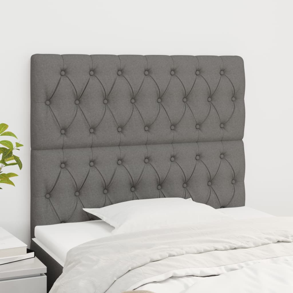 Headboard Dark Grey 100x7x118/128 cm Fabric