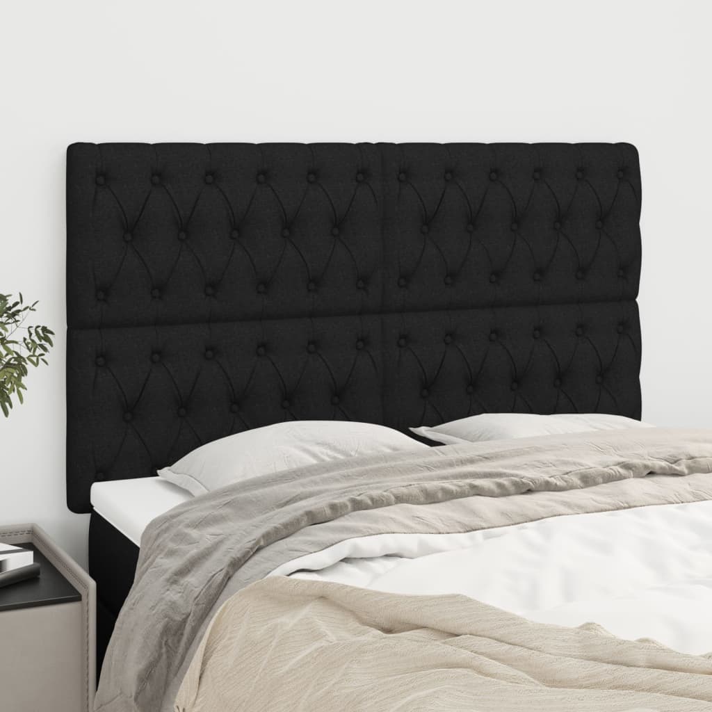 Headboard Black 144x7x118/128 cm Fabric