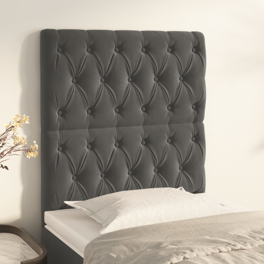 Headboard Dark Grey 80x7x118/128 cm Velvet