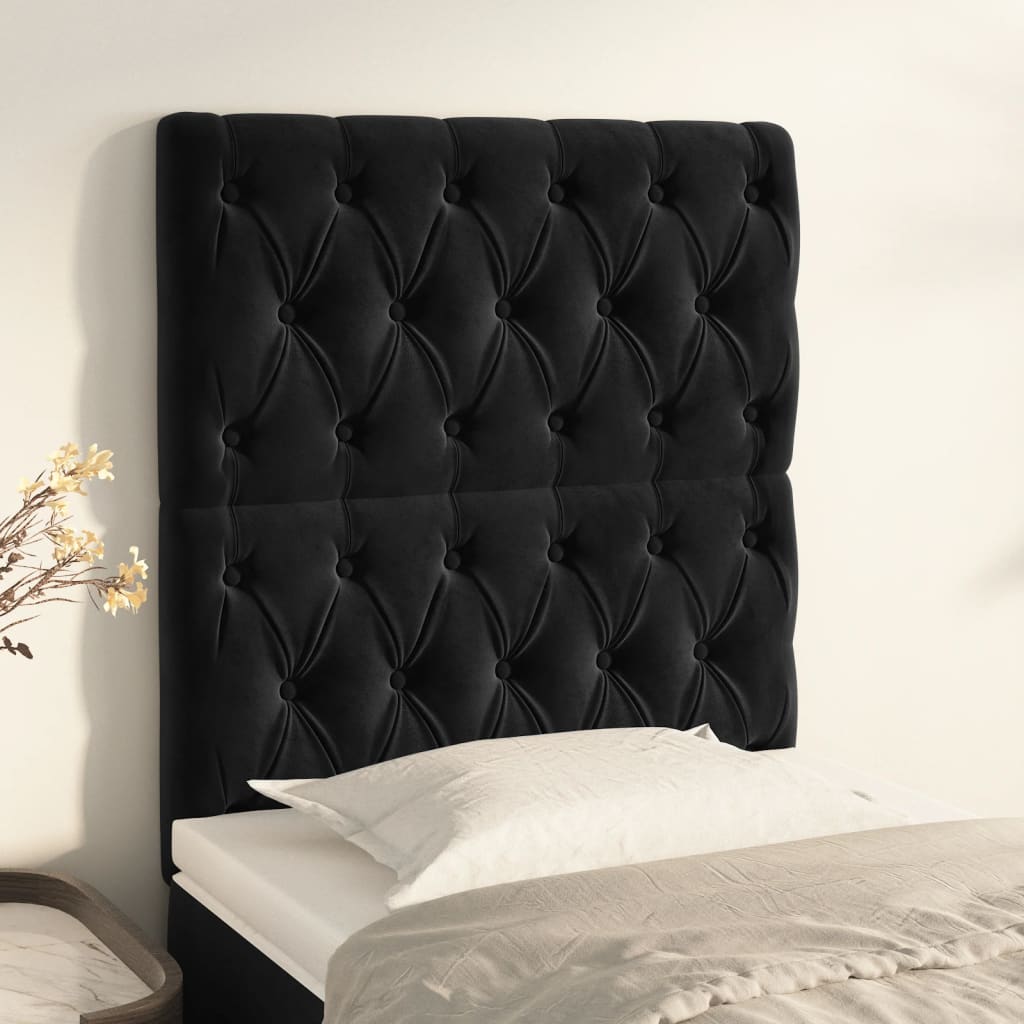 Headboard Black 80x7x118/128 cm Velvet