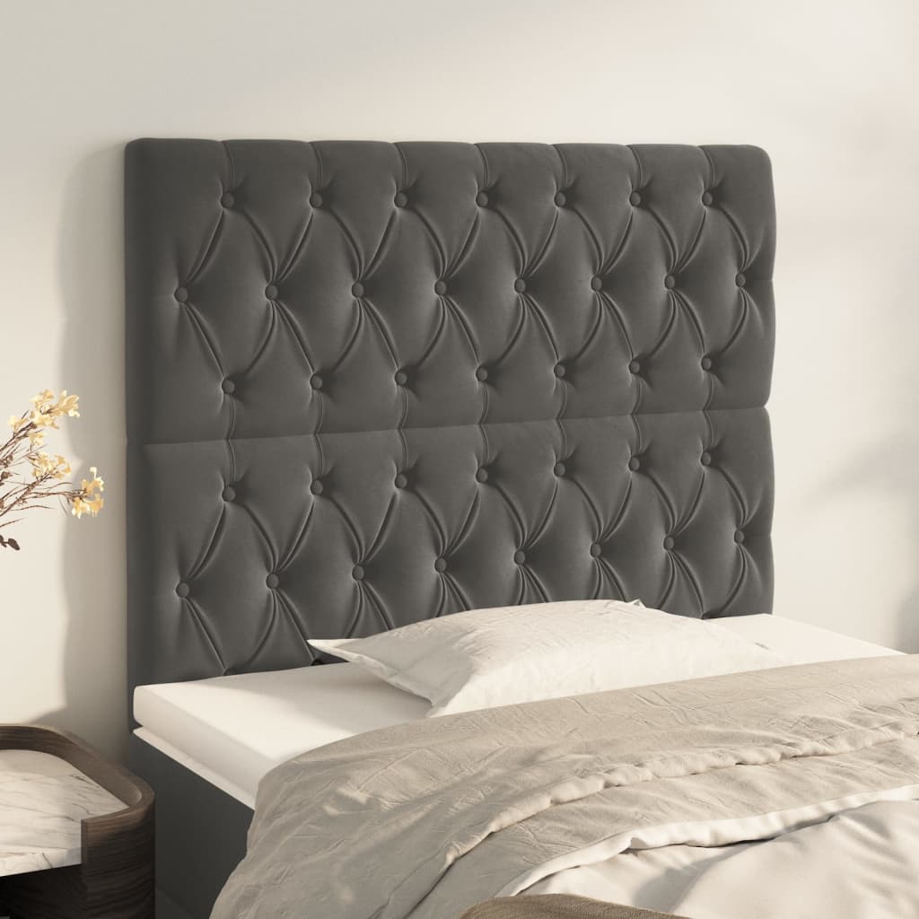 Headboard Dark Grey 100x7x118/128 cm Velvet