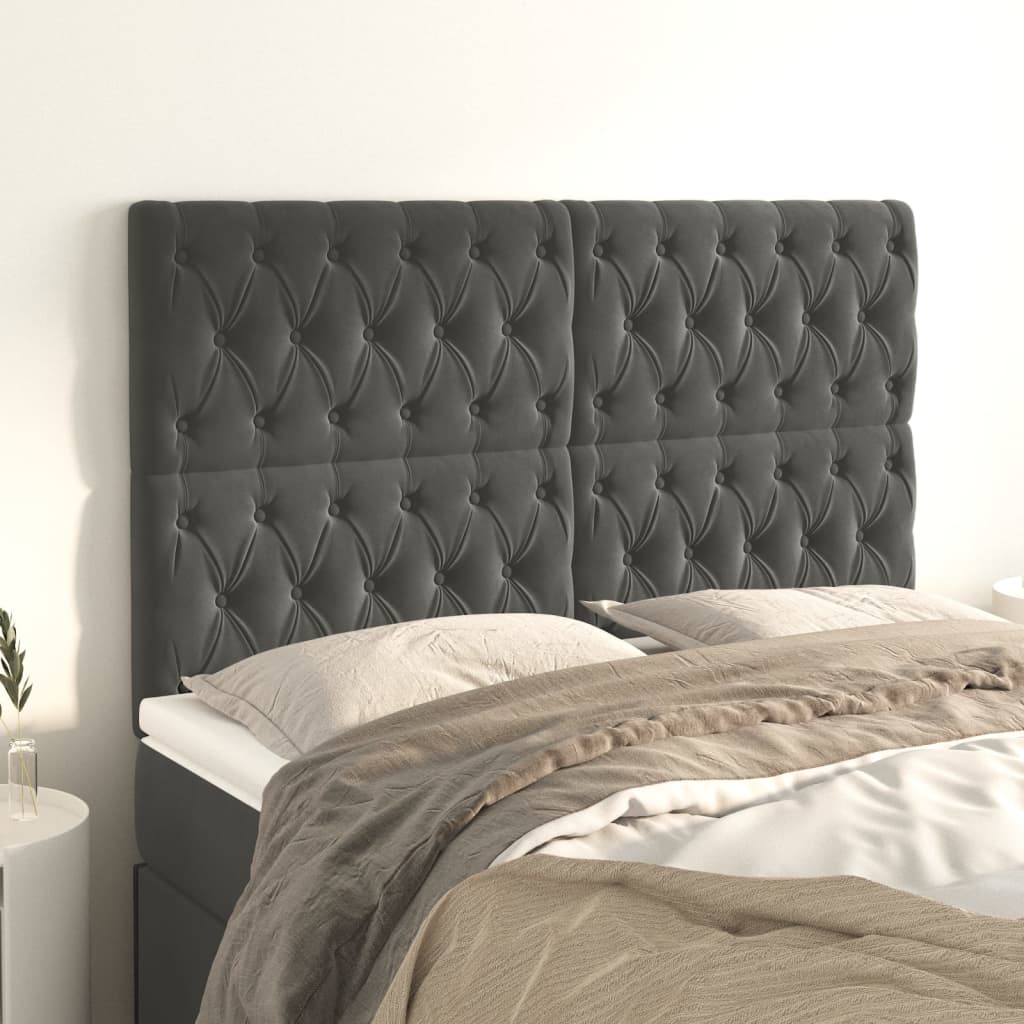 Headboard Dark Grey 160x7x118/128 cm Velvet
