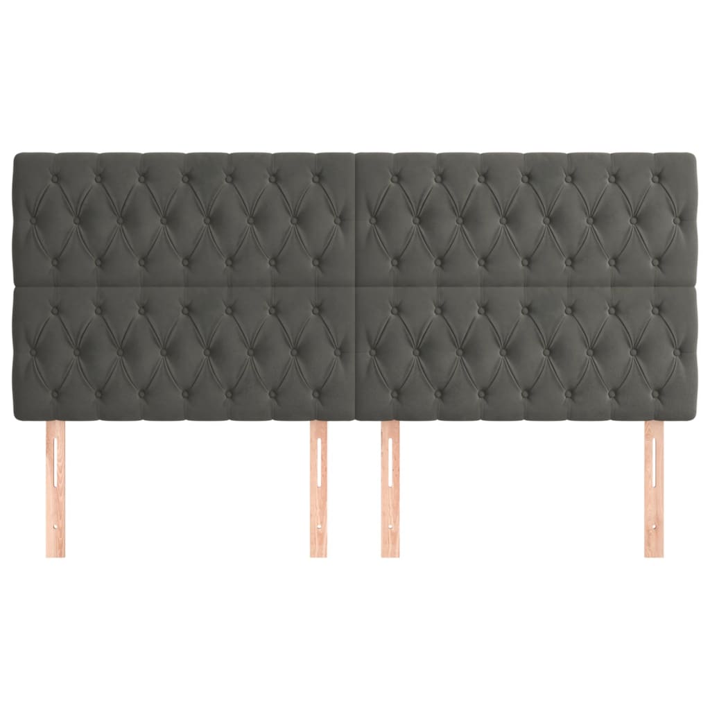 Headboard Dark Grey 200x7x118/128 cm Velvet
