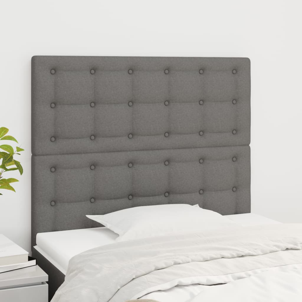 Headboard Dark Grey 80x5x118/128 cm Fabric
