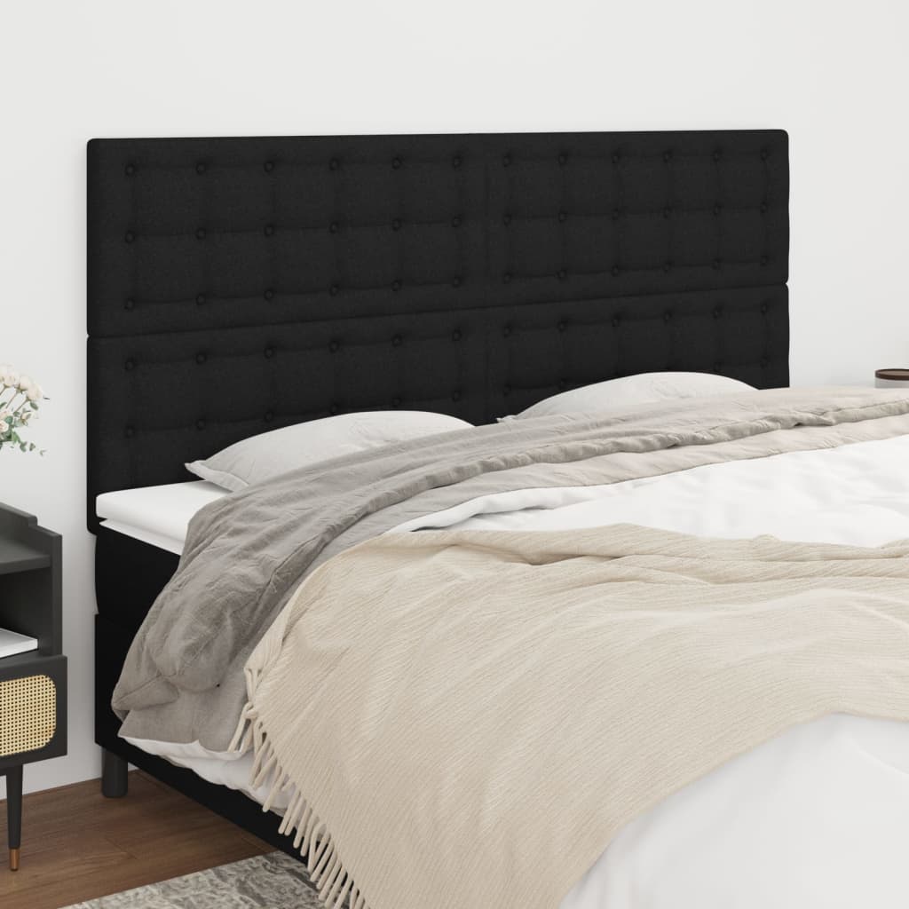 Headboard Black 200x5x118/128 cm Fabric