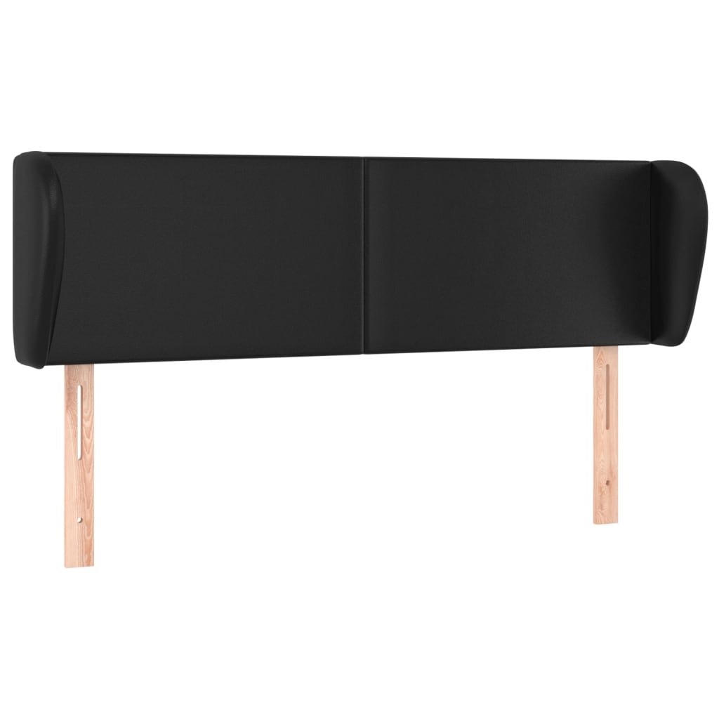 Headboard with Ears Black 147 cm Faux Leather