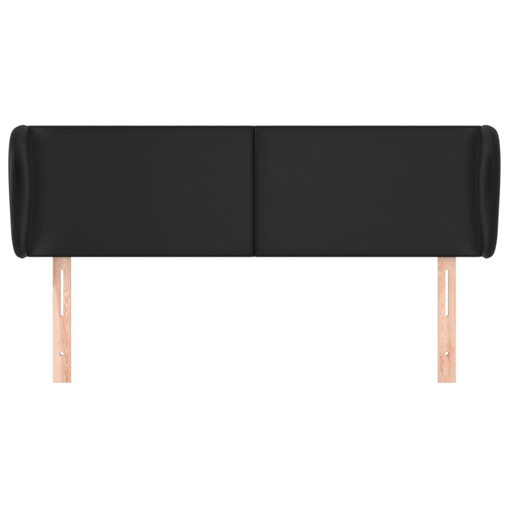 Headboard with Ears Black 147 cm Faux Leather