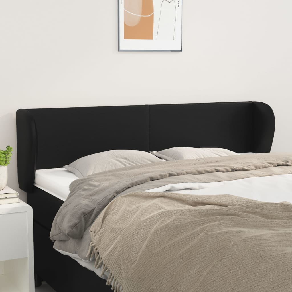 Headboard with Ears Black 147 cm Faux Leather