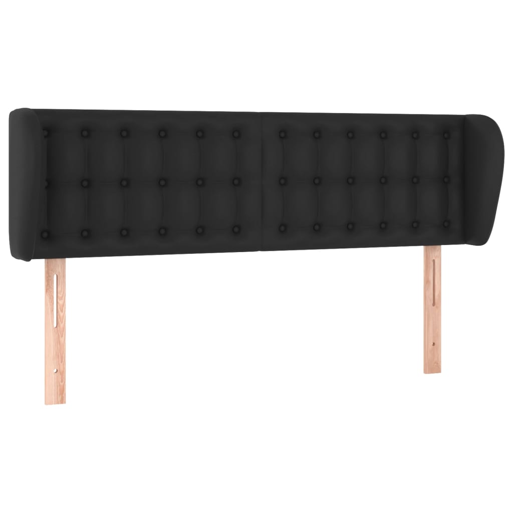 Headboard with Ears Black 147 cm Faux Leather
