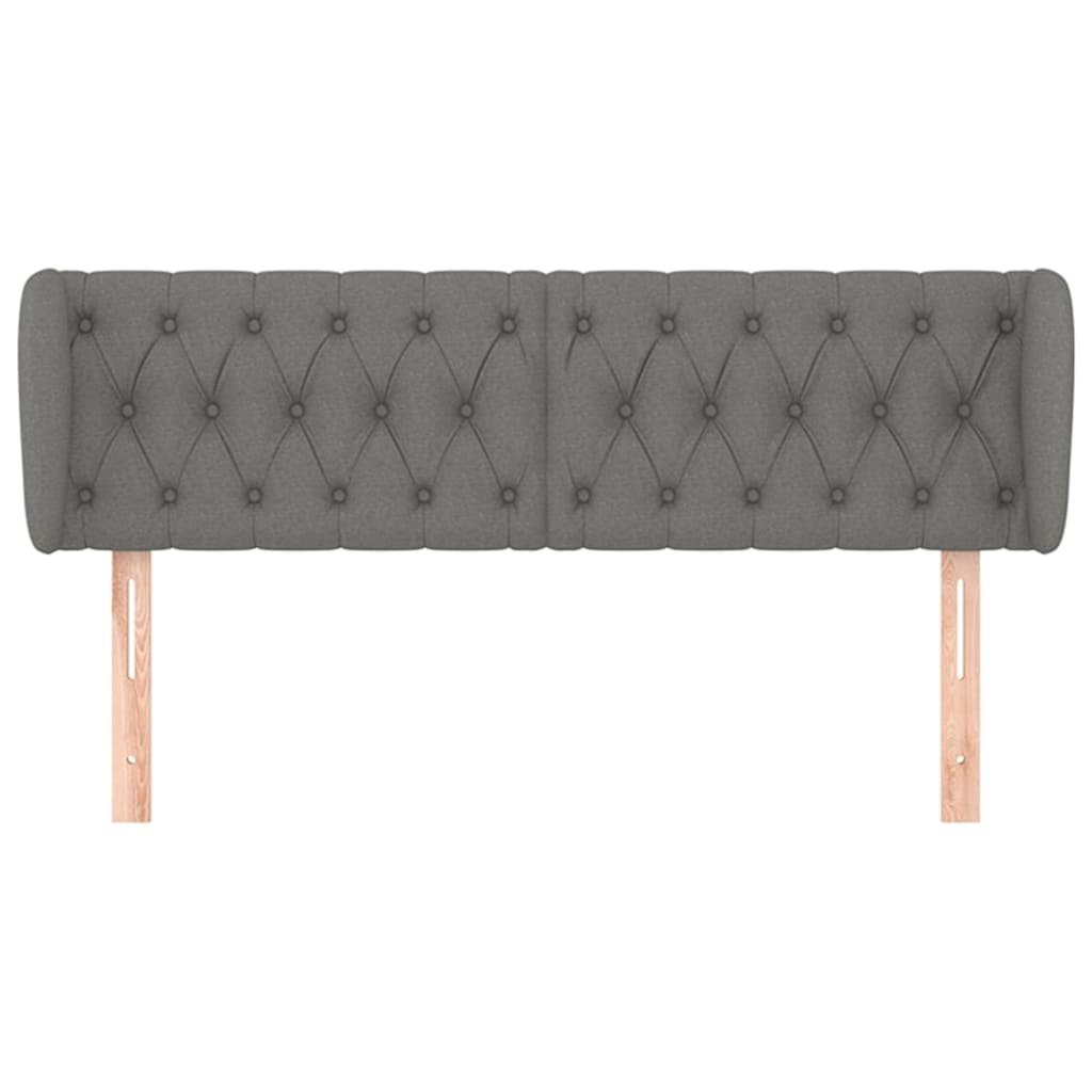 Headboard with Ears Dark Grey 147 cm Fabric