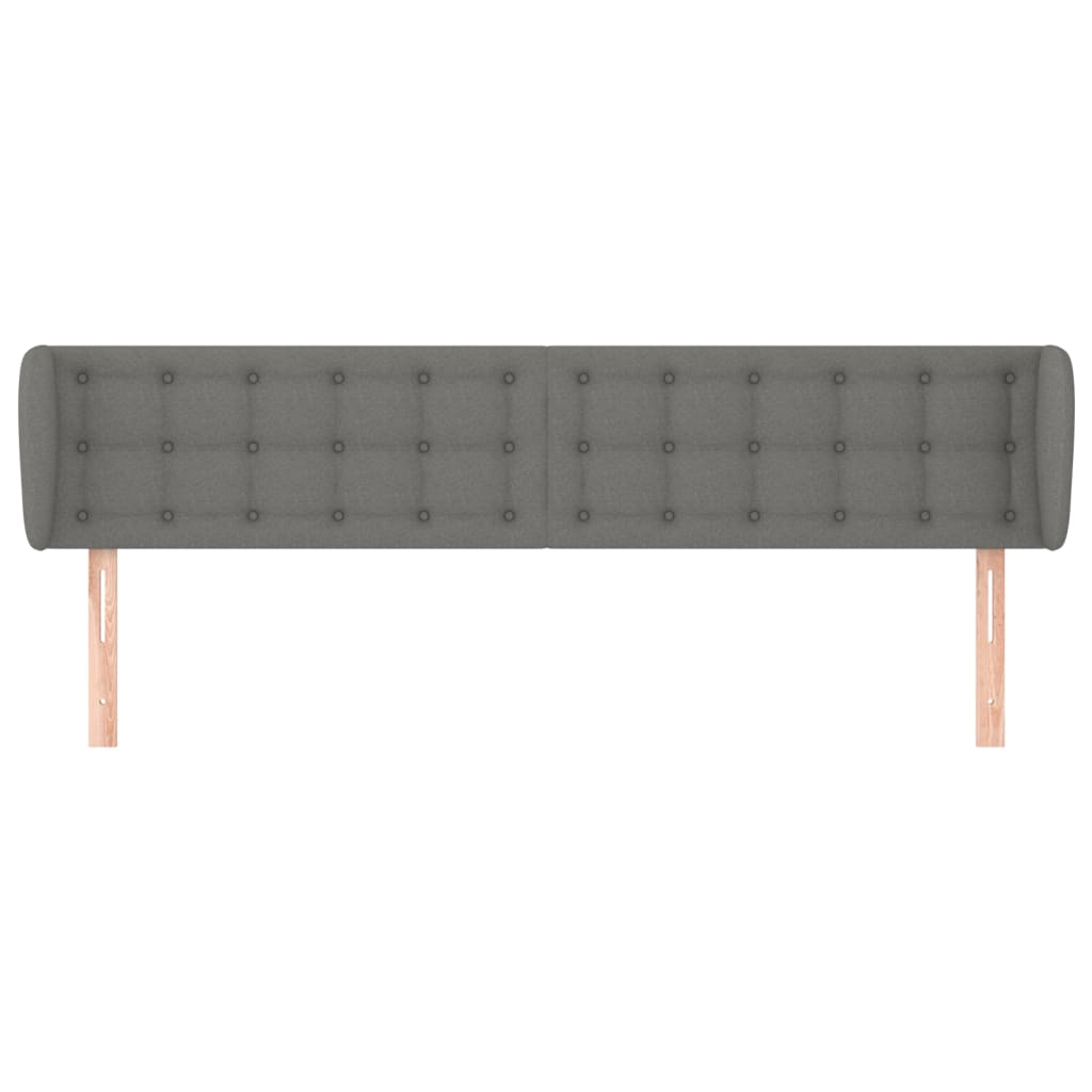 Headboard with Ears Dark Grey 203 cm Fabric