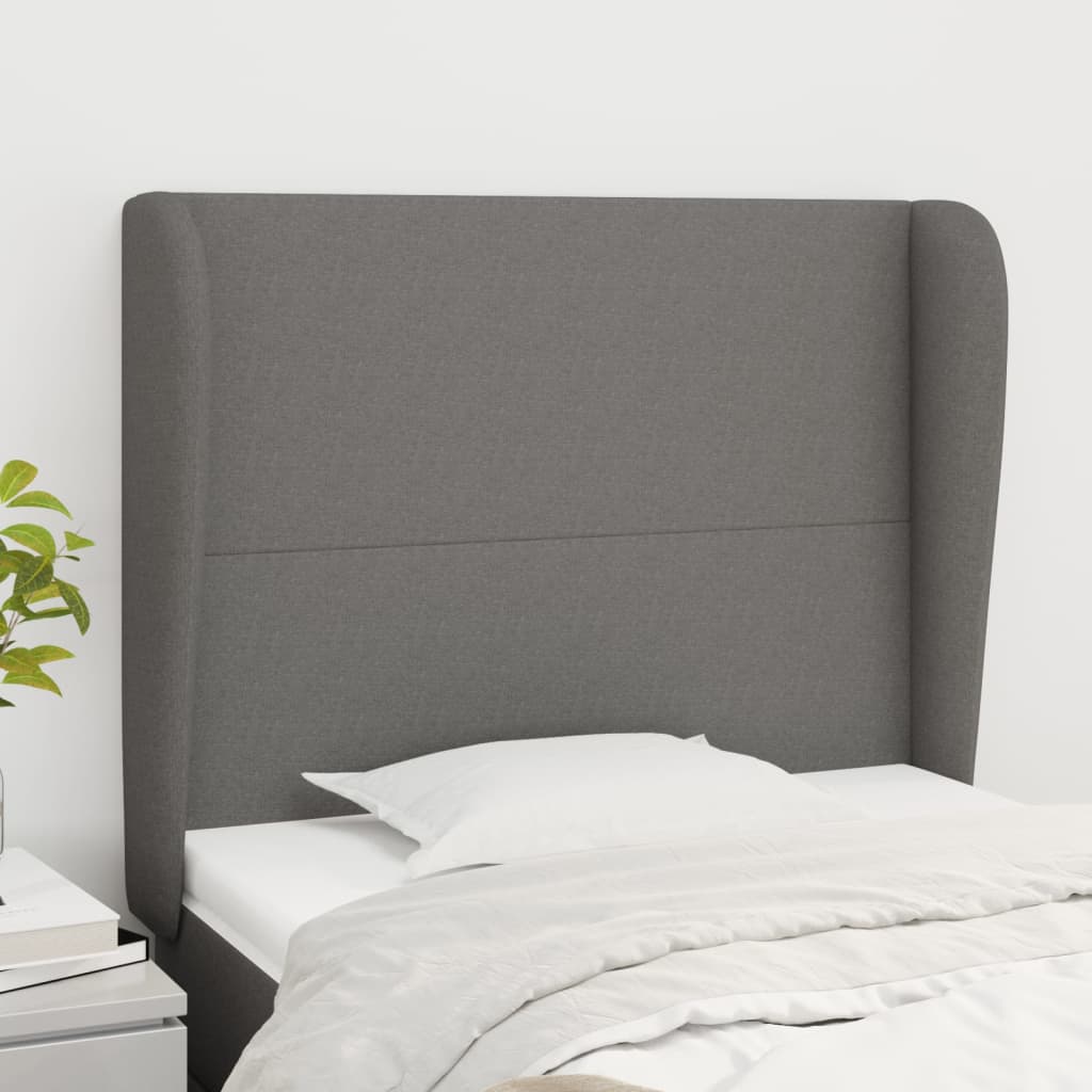Headboard with Ears Dark Grey 83 cm Fabric
