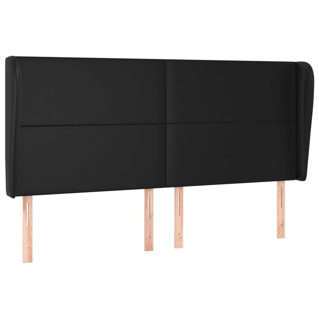Headboard with Ears Black 163 cm Faux Leather
