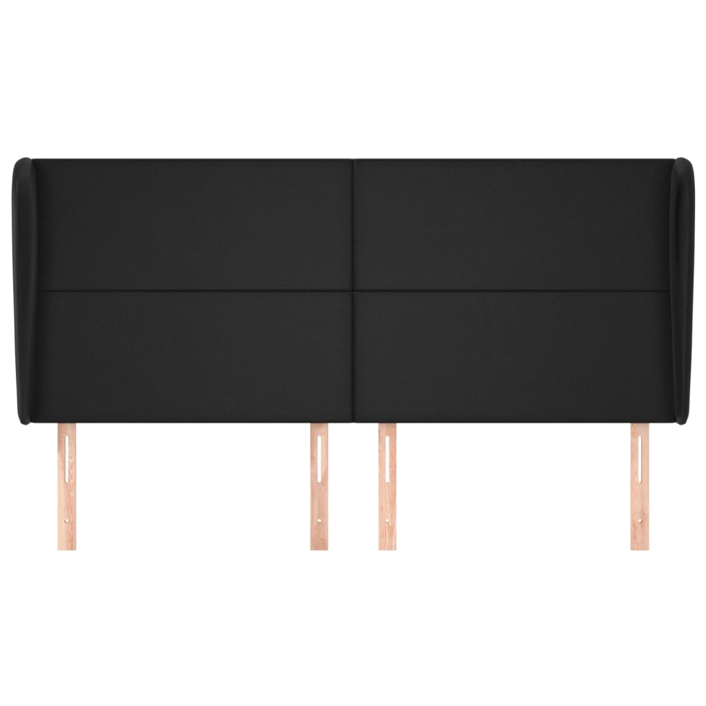 Headboard with Ears Black 163 cm Faux Leather