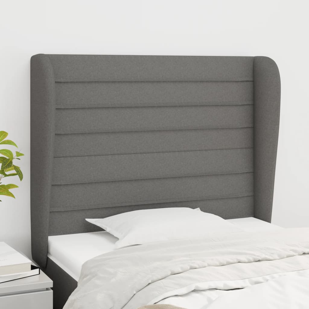 Headboard with Ears Dark Grey 83 cm Fabric