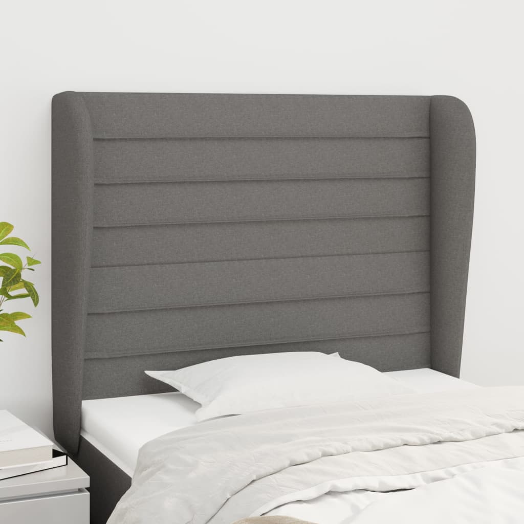 Headboard with Ears Dark Grey 103 cm Fabric