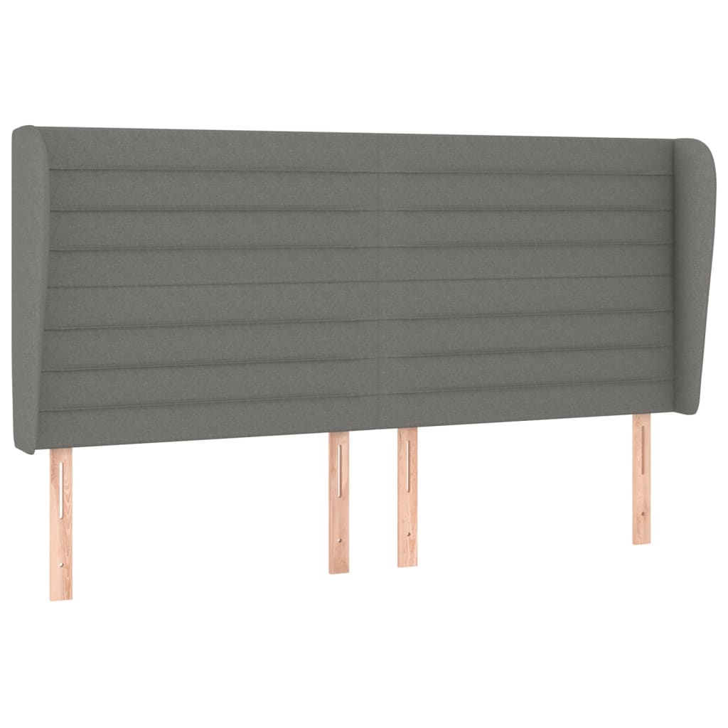 Headboard with Ears Dark Grey 163 cm Fabric