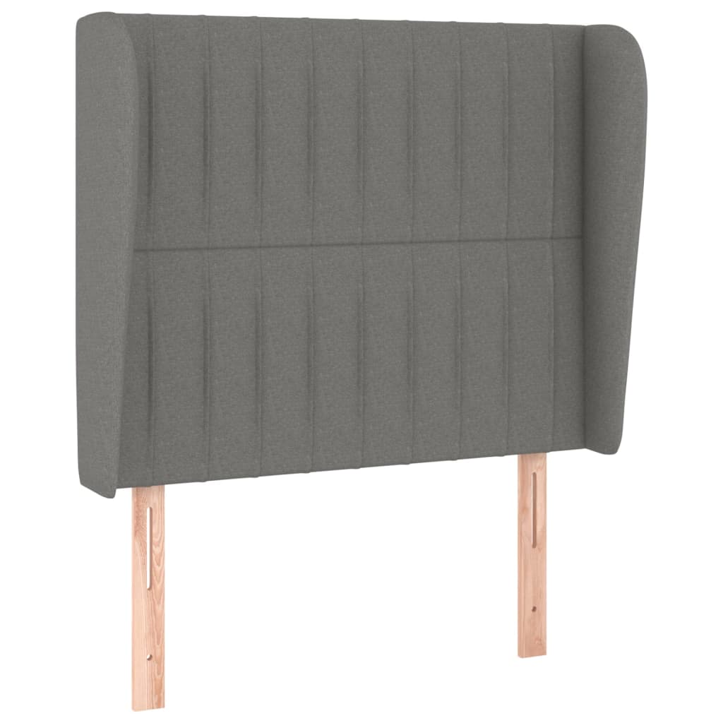 Headboard with Ears Dark Grey 103 cm Fabric