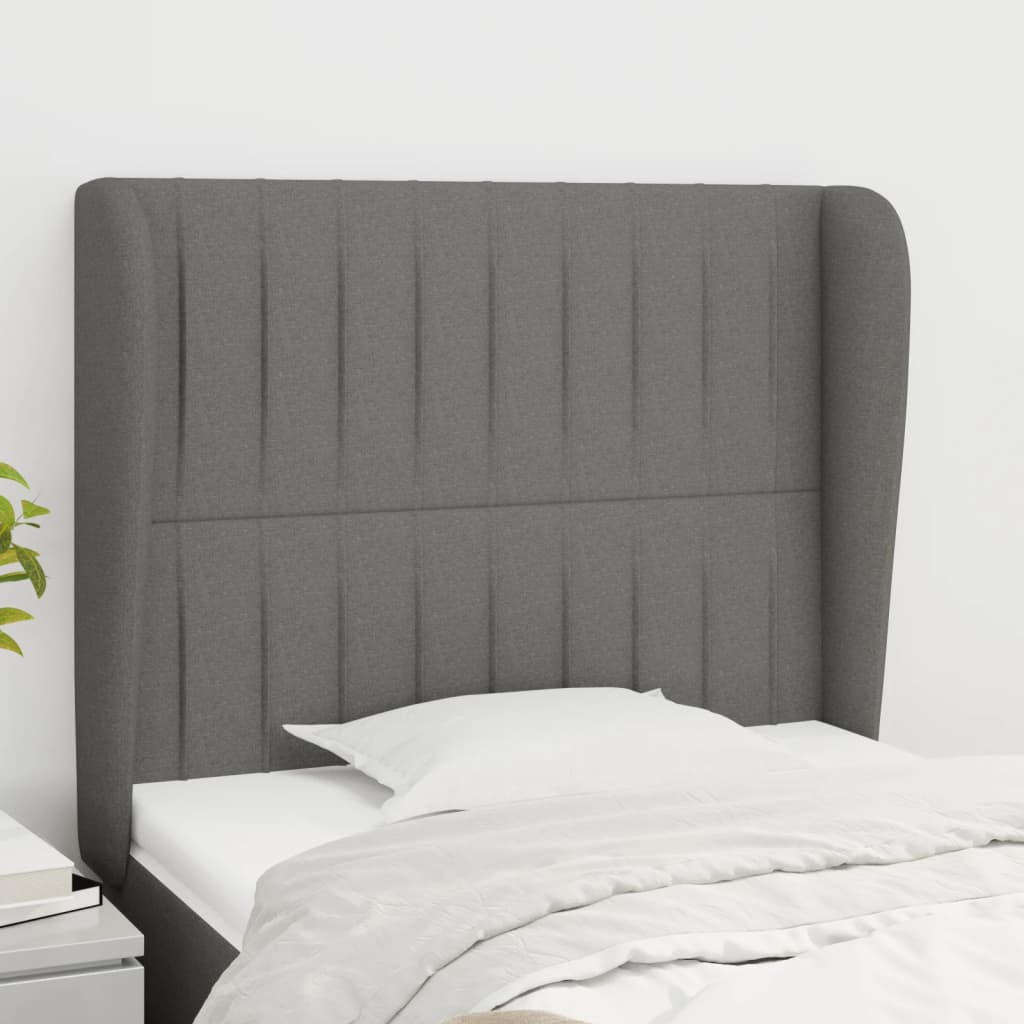 Headboard with Ears Dark Grey 103 cm Fabric