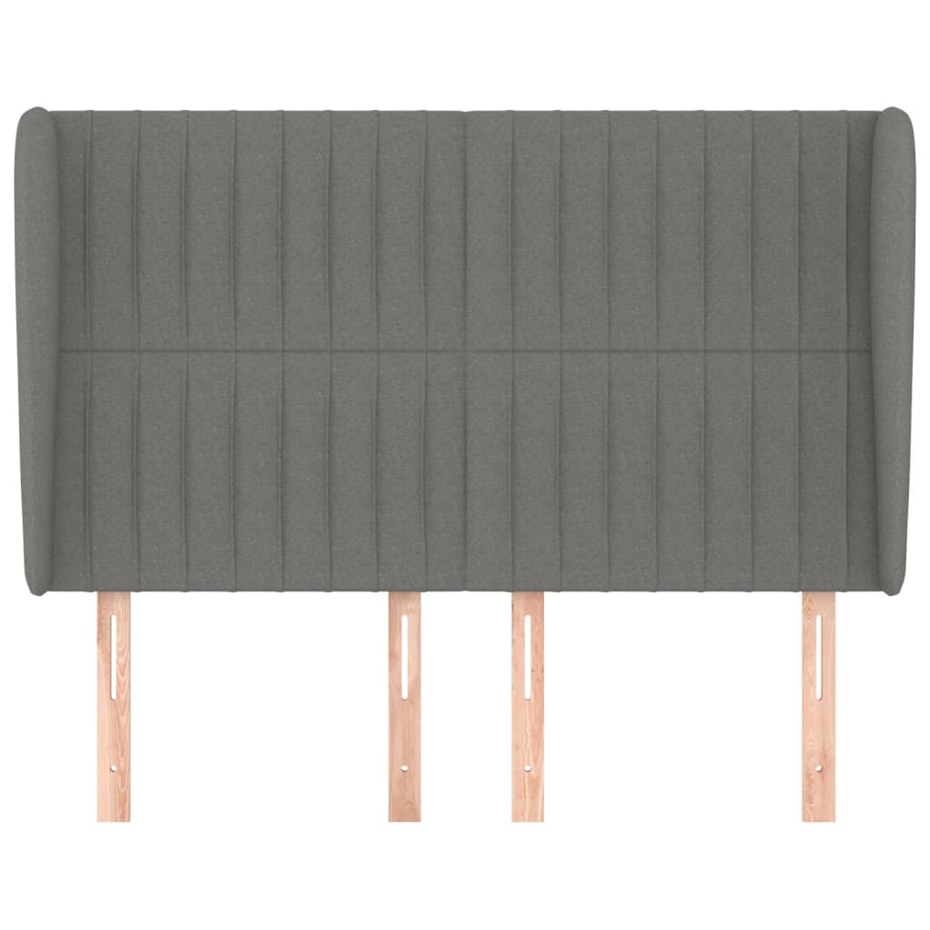 Headboard with Ears Dark Grey 147 cm Fabric