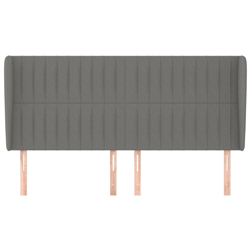 Headboard with Ears Dark Grey 203 cm Fabric