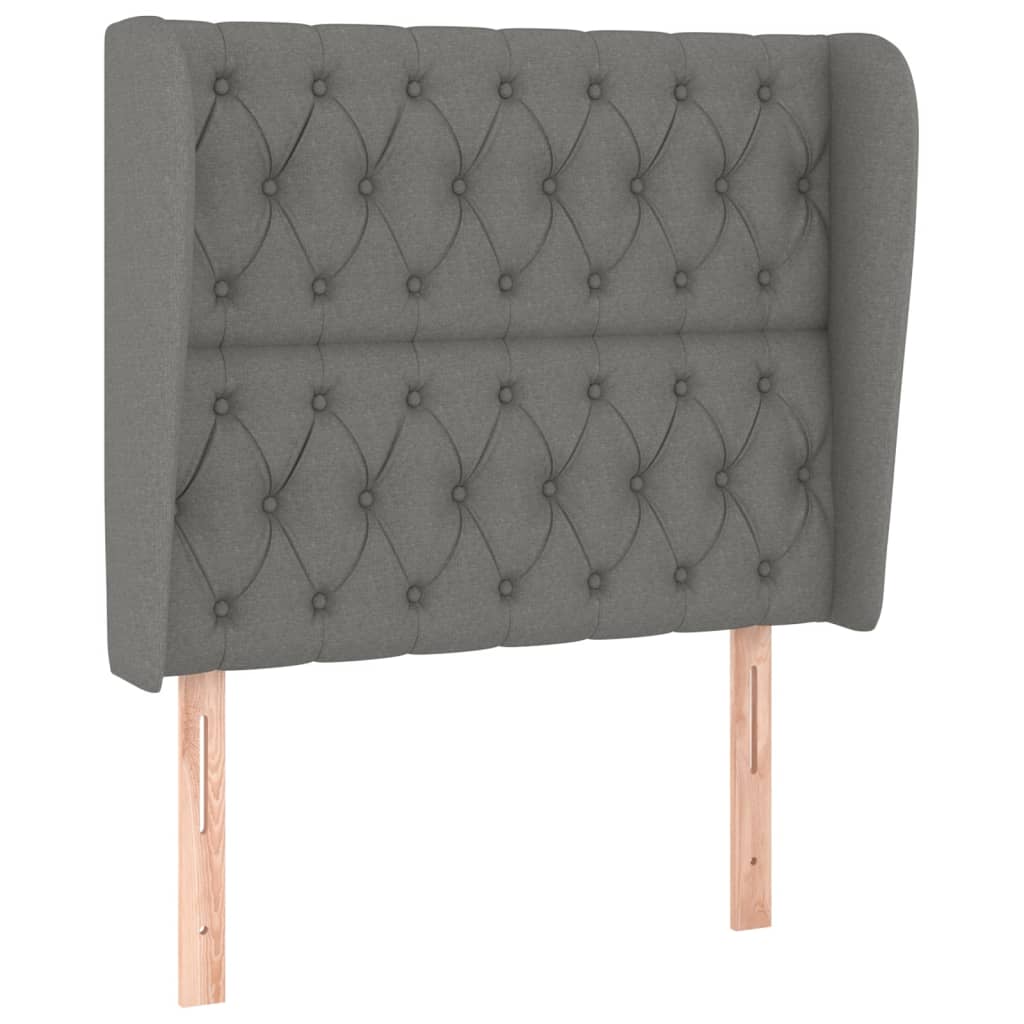 Headboard with Ears Dark Grey 103 cm Fabric