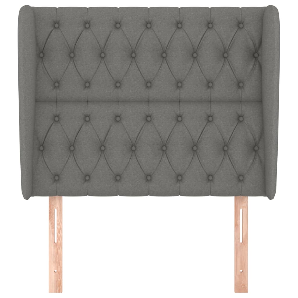 Headboard with Ears Dark Grey 103 cm Fabric