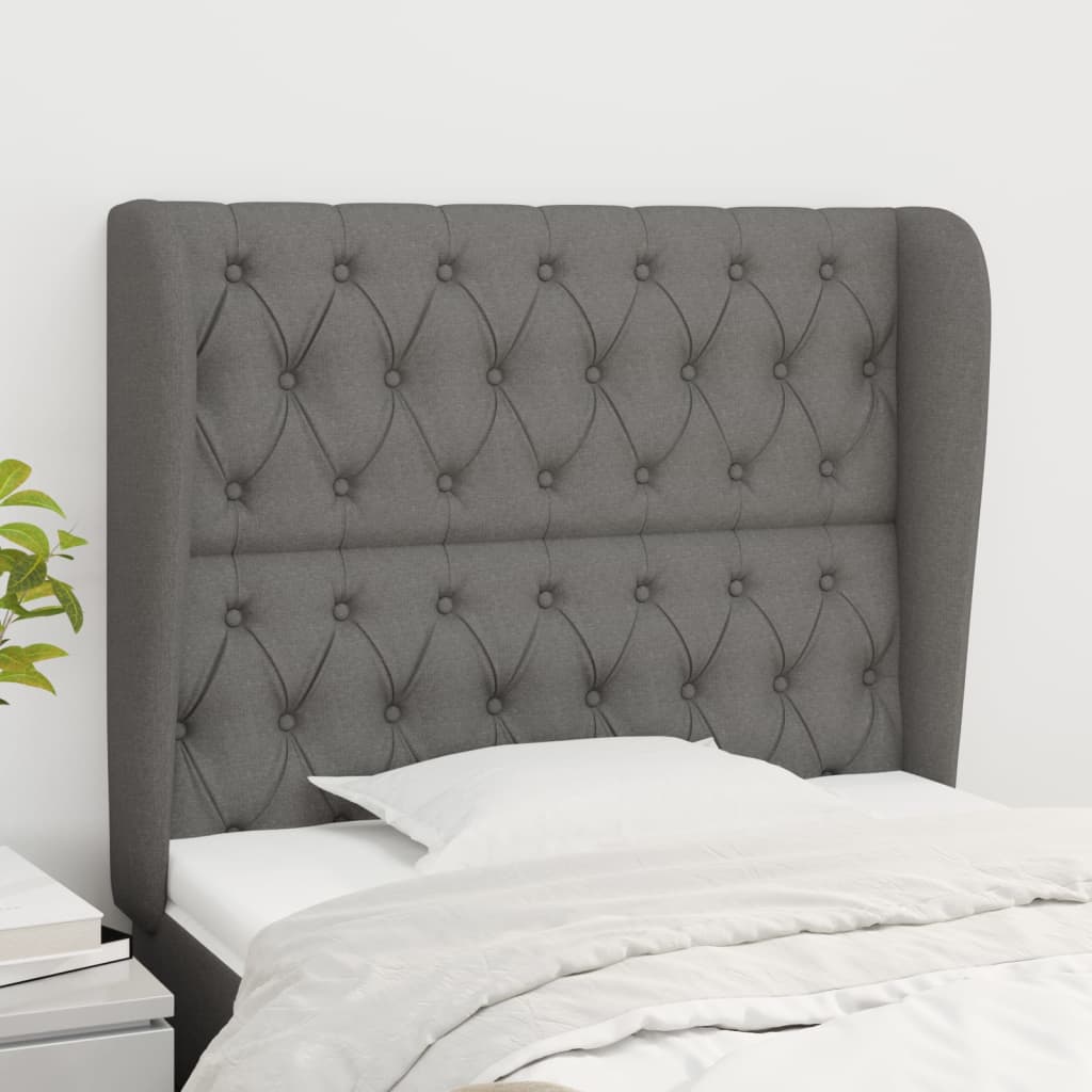Headboard with Ears Dark Grey 103 cm Fabric