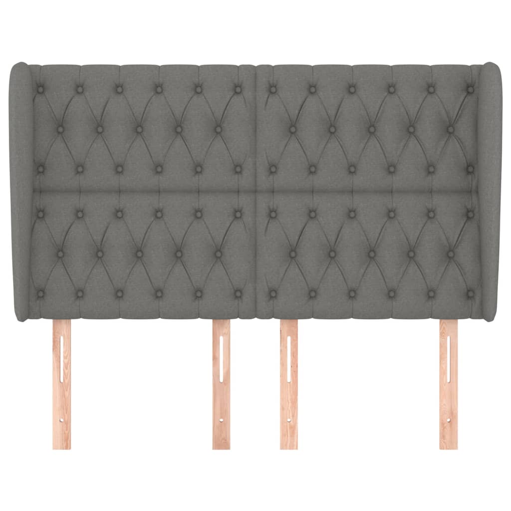 Headboard with Ears Dark Grey 147 cm Fabric
