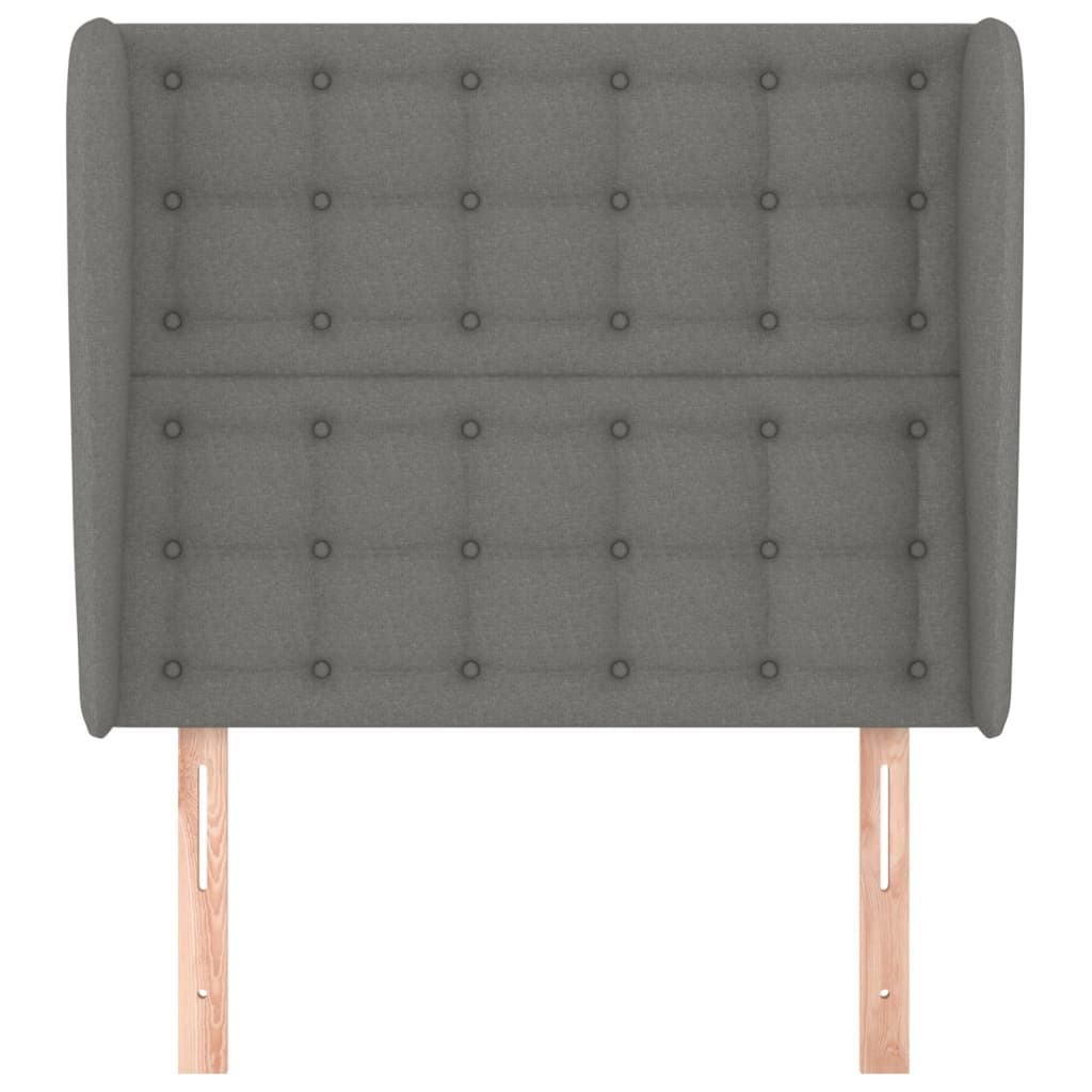 Headboard with Ears Dark Grey 103 cm Fabric