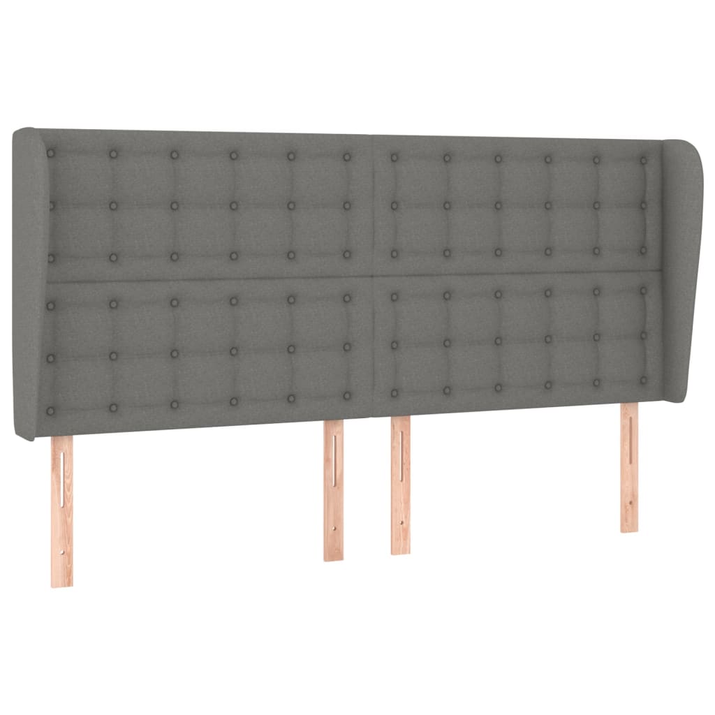 Headboard with Ears Dark Grey 203 cm Fabric