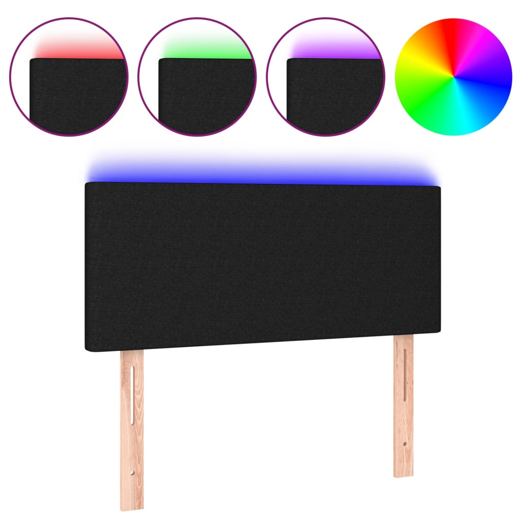 LED Headboard Black 100 cm Fabric