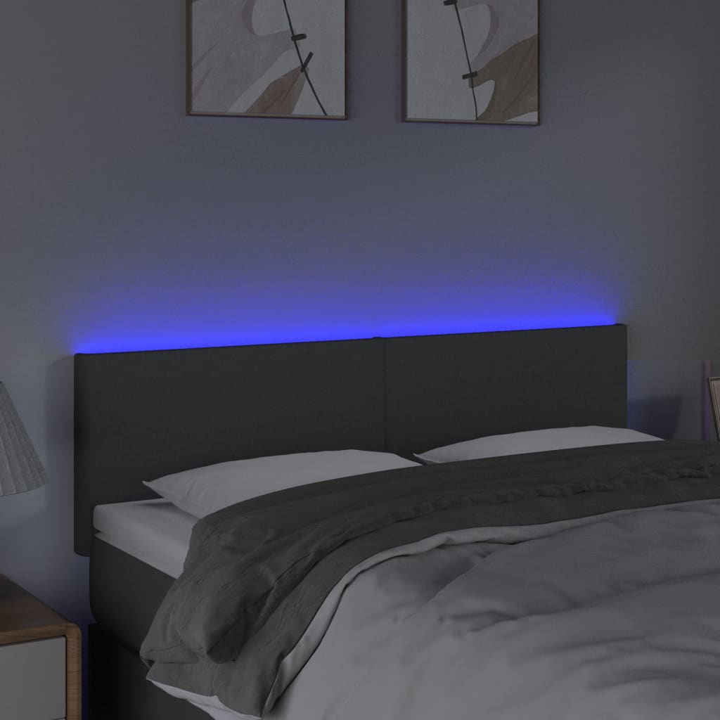 LED Headboard Dark Grey 144 cm Fabric