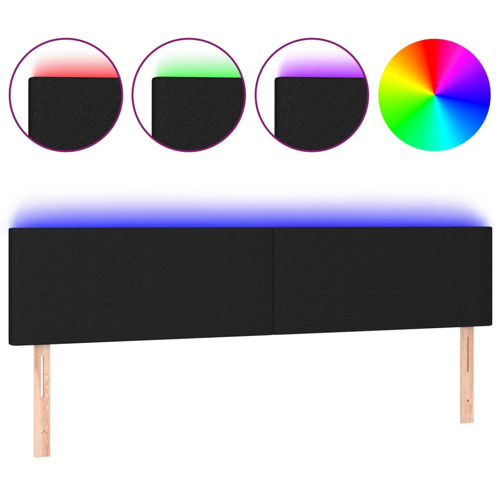 LED Headboard Black 160 cm Fabric